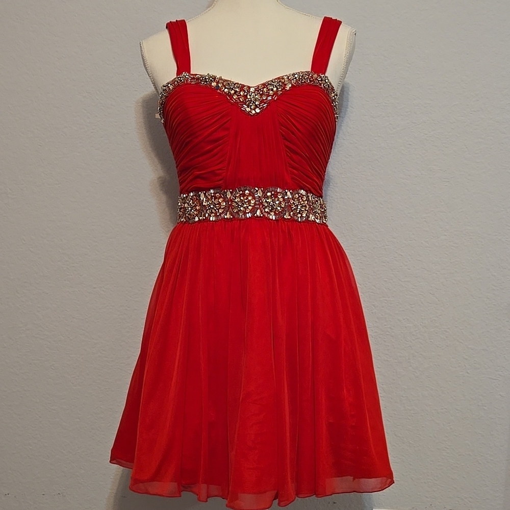 My Michelle Red Beaded Cocktail Dress